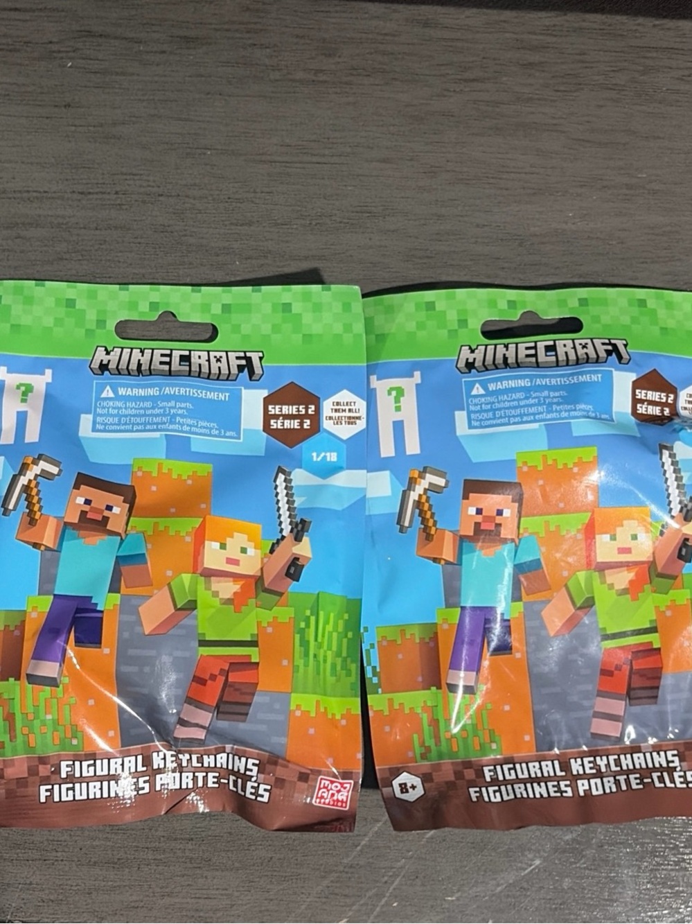 Set of 2 Minecraft Figural Keychains – Mystery Blind Bag Packs